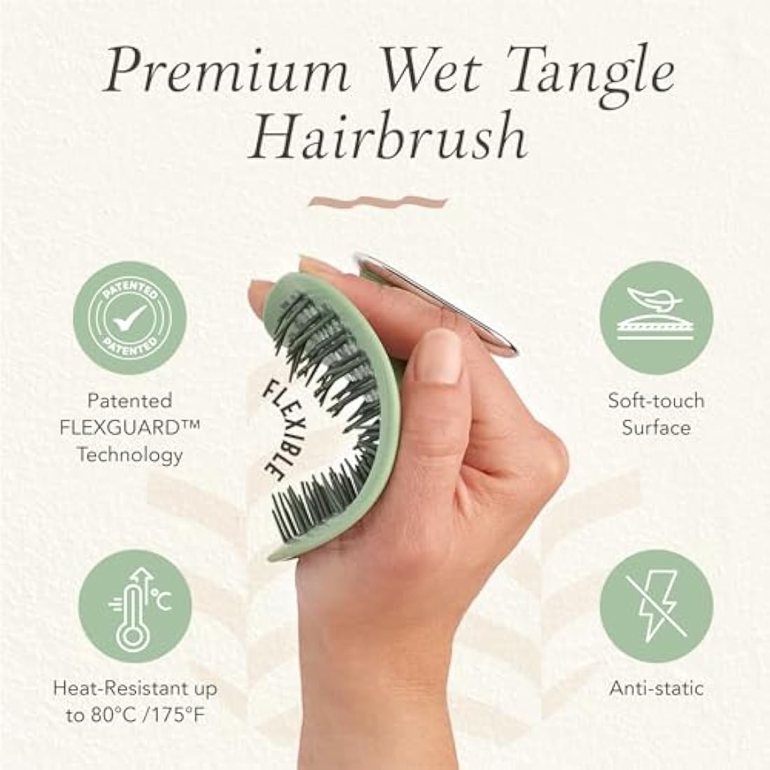 Manta Original Anti-Breakage Detangling Hairbrush – Serene Green