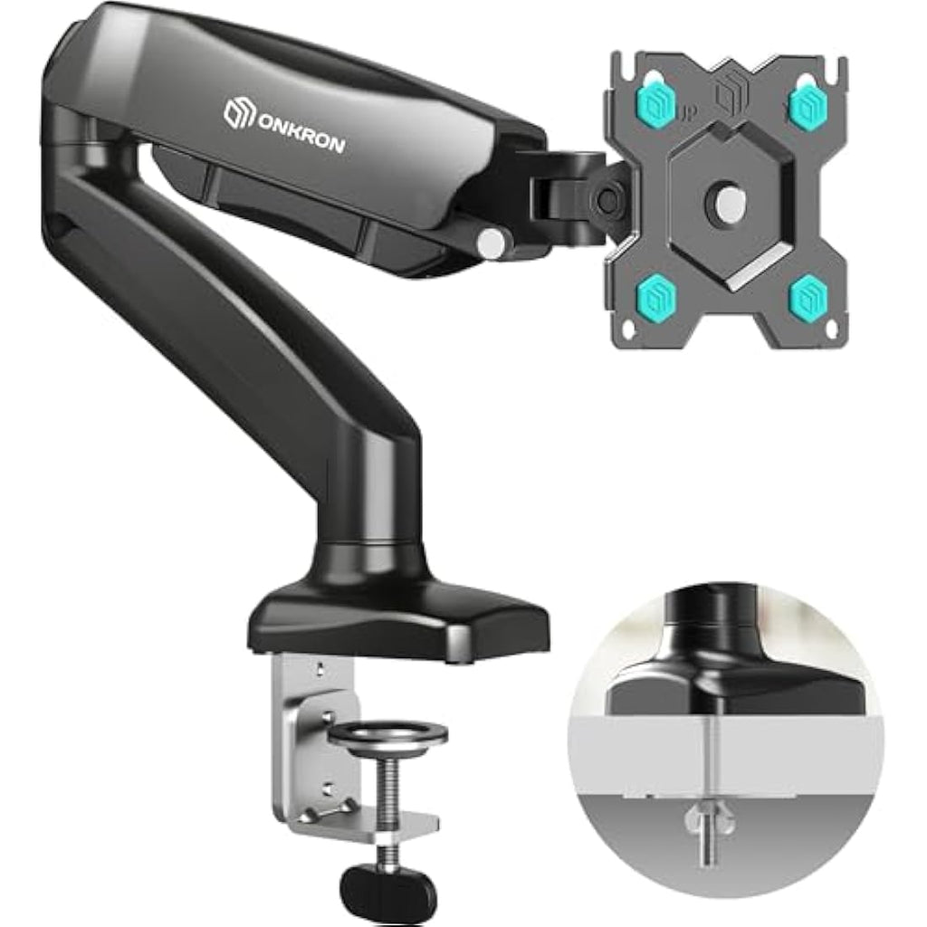 ONKRON G80-B Single Monitor Arm – Gas Spring Desk Mount for 13-32" Screens