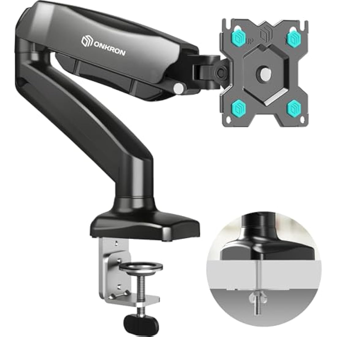 ONKRON G80-B Single Monitor Arm – Gas Spring Desk Mount for 13-32" Screens