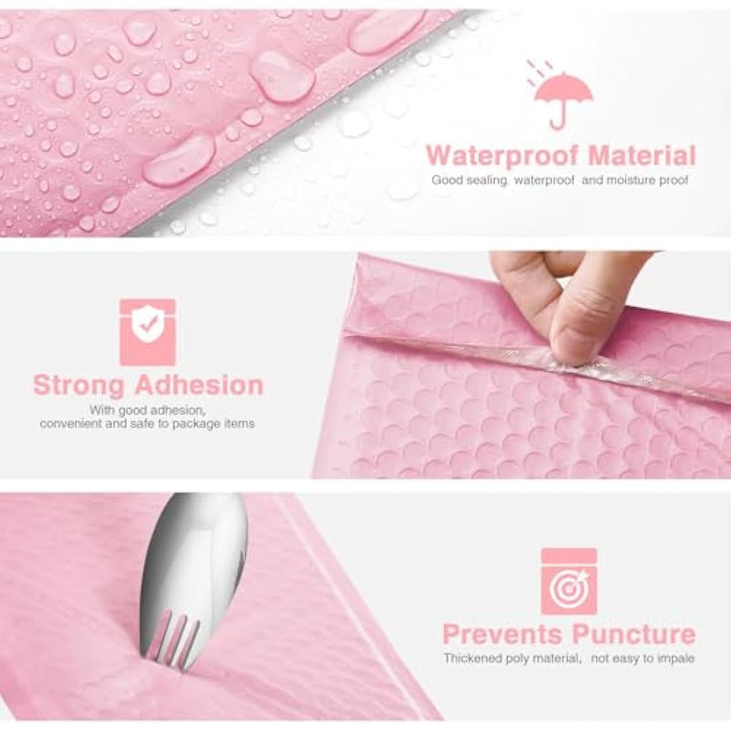 Switory 6x9 Padded Bubble Mailers – 50 Pack Pale Pink Poly Shipping Envelopes
