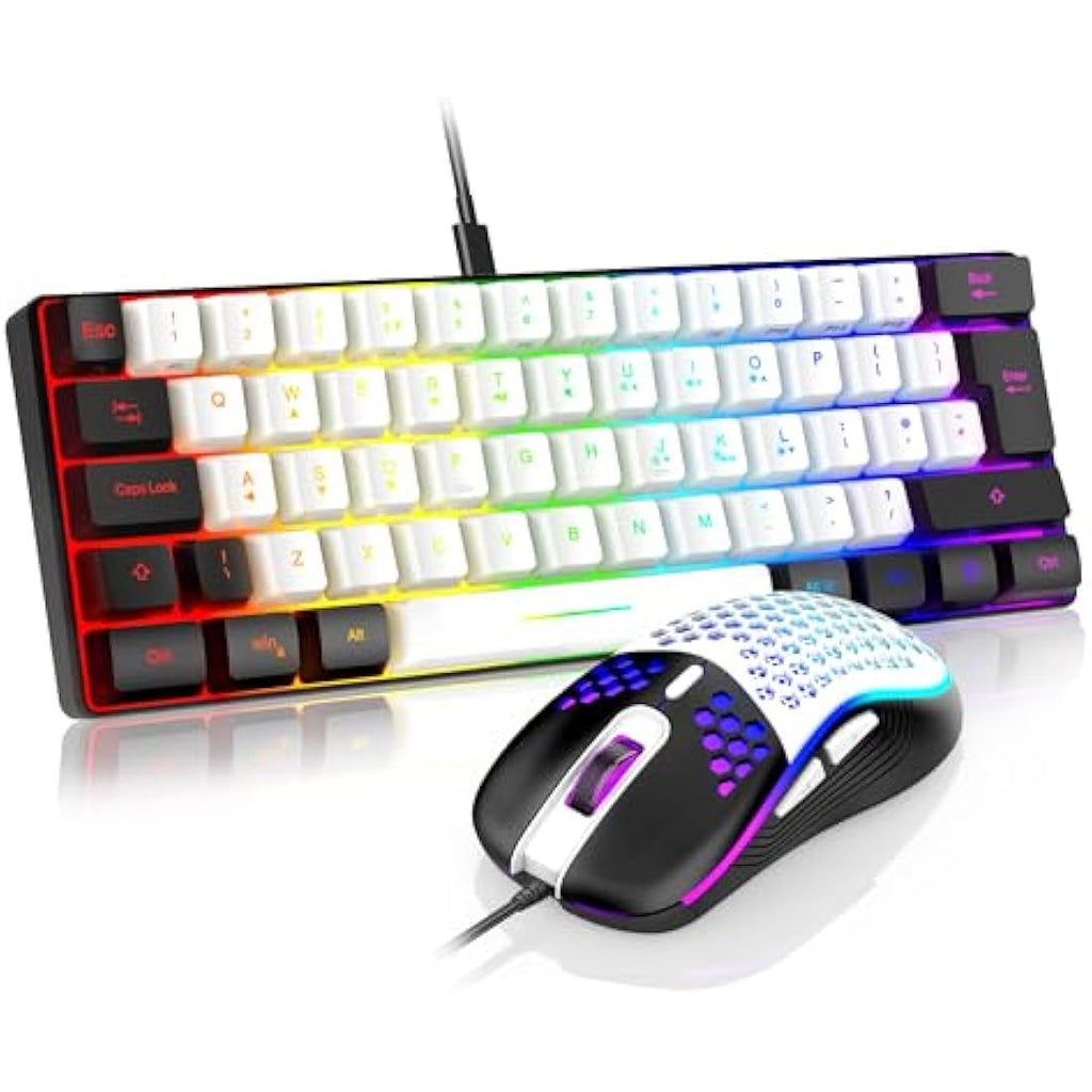 RedThunder 60% RGB Gaming Keyboard and Mouse Combo | UK Layout - White