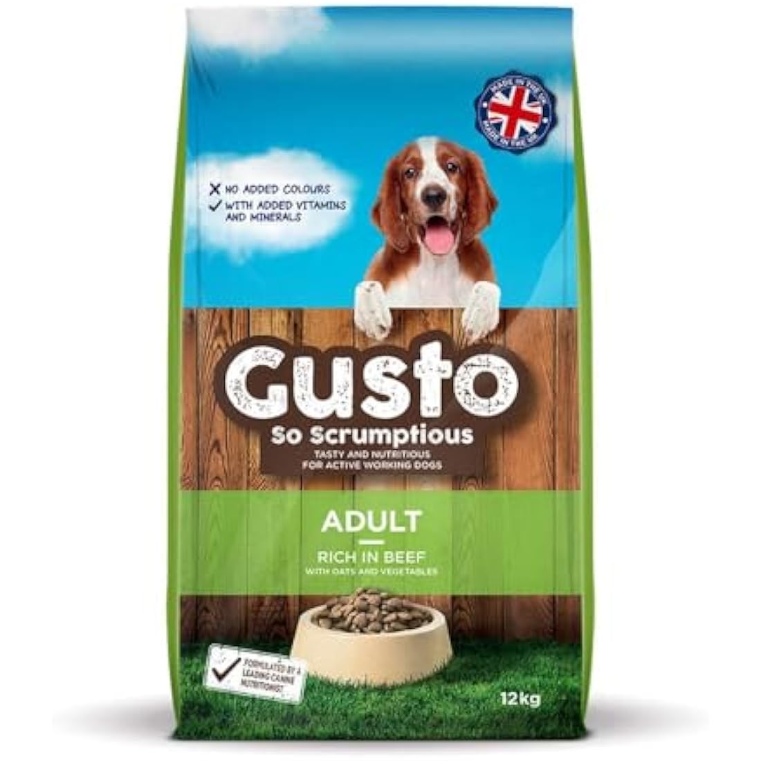 Gusto Beef and Vegetable Complete Dry Food for Adult Working Dogs – 12kg