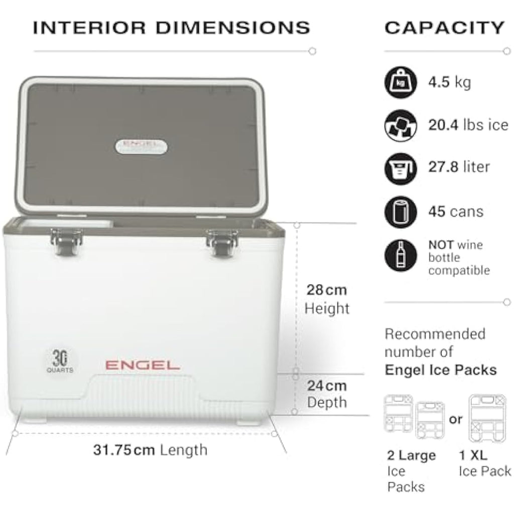 Engel 28.4L Leak-Proof Cooler Box – Heavy-Duty Drybox for Camping