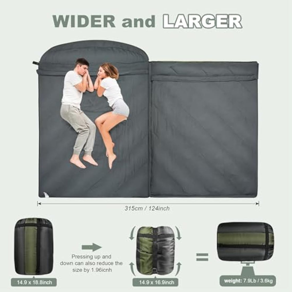 Mcota Double Sleeping Bag | XL Queen Size Waterproof Camping Gear