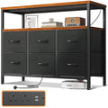 ODK 6 Drawer Fabric Chest of Drawers with Charging Station – Retro Color