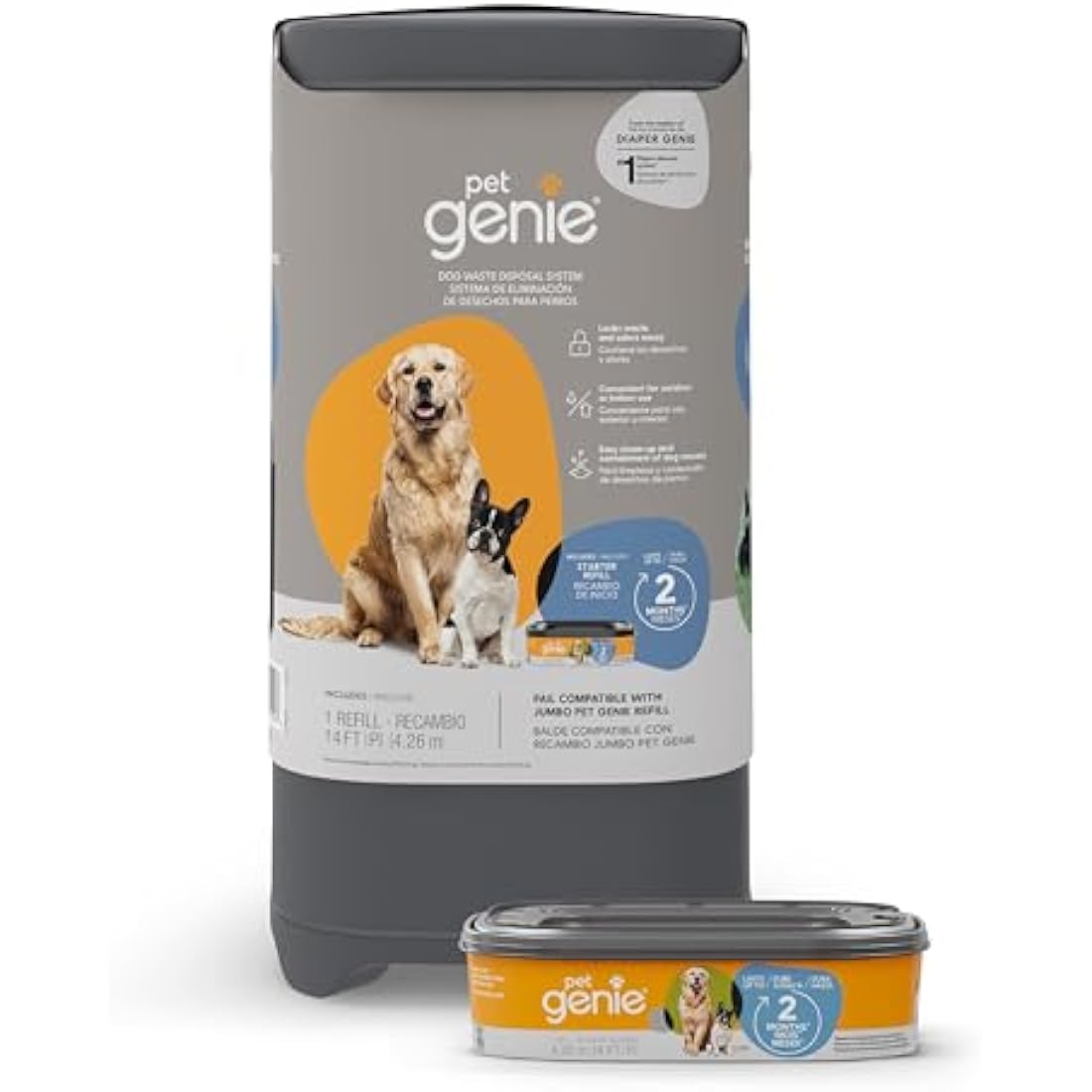 Pet Genie Dog Waste Disposal Pail – Odor Control Poop Trash Can