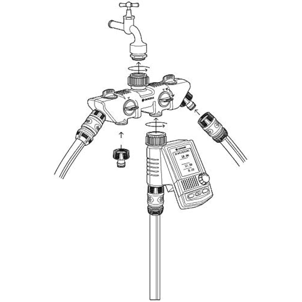 Gardena 4-Channel Water Distributor | Tap Splitter for Garden Hose