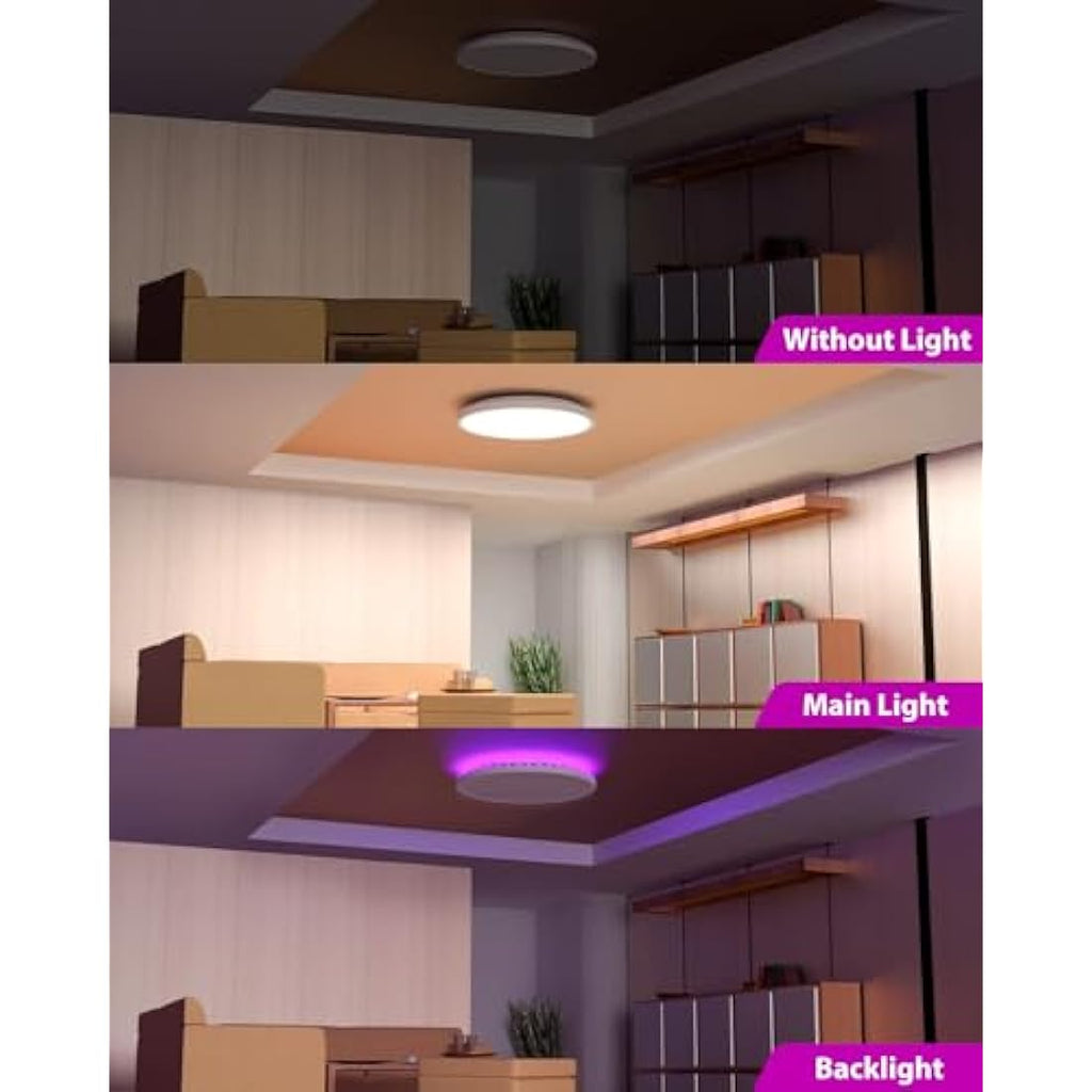 Zemty 2-Pack RGB LED Ceiling Light | Dimmable Flush Mount with Remote