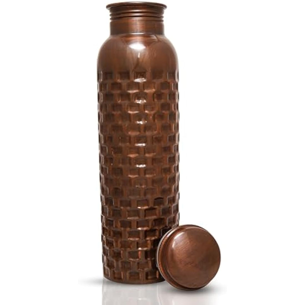 Craft Trade Diamond Copper Water Bottle Set - 1L Leak Proof - Black