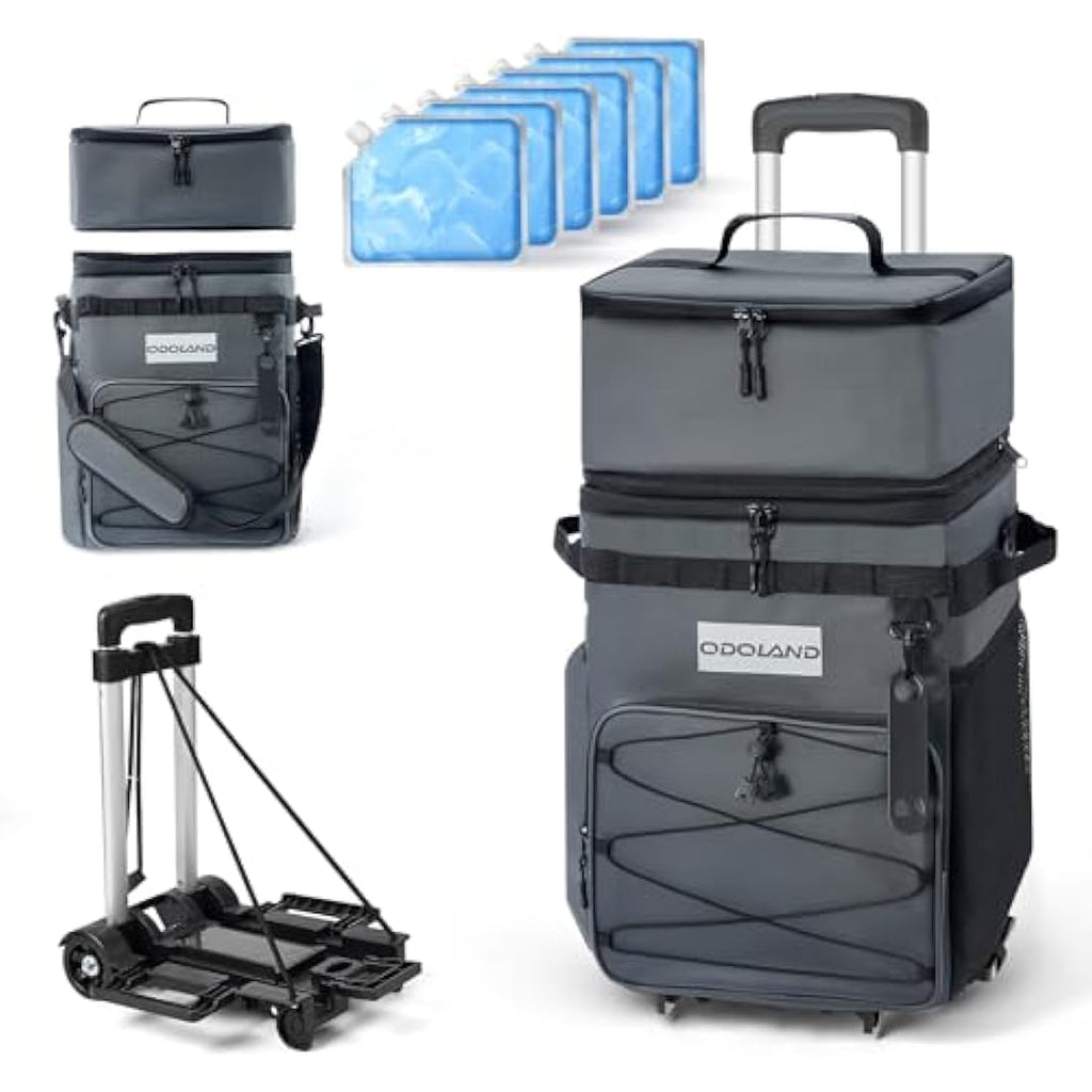 Odoland Rolling Cooler with Wheels | 72-Can Insulated Leakproof Trolley Bag