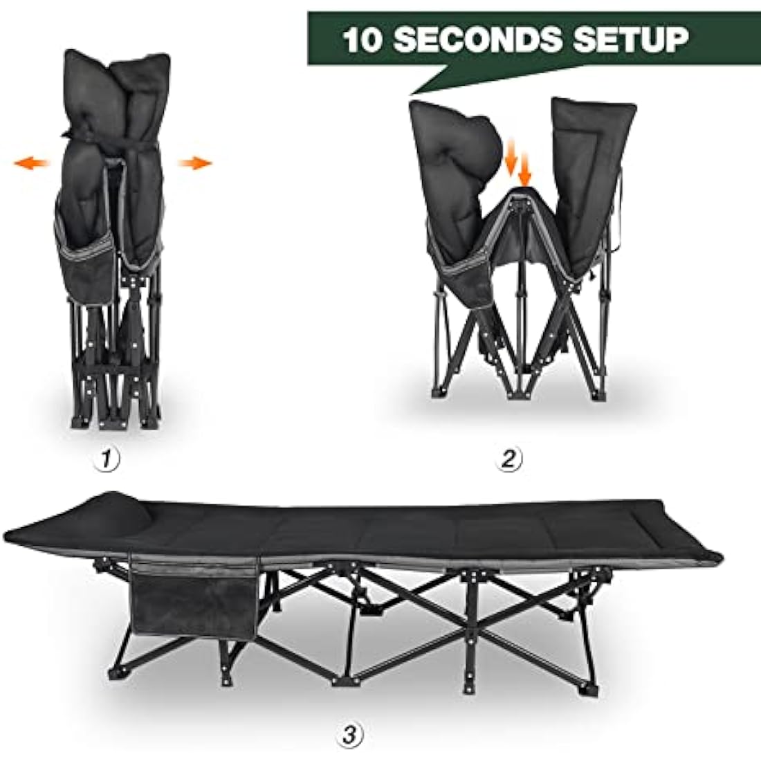 REDCAMP Heavy Duty Folding Camping Cot | Extra Wide Bed with Cushion