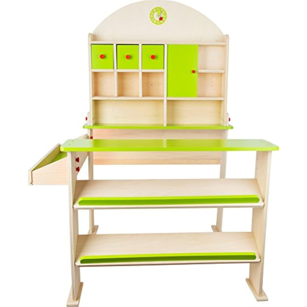 Small Foot Wooden Market Stall – Kids Pretend Play Shop with Doors