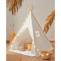 Tiny Land Kids Teepee Tent with Padded Mat & Lights | Off-White Canvas