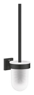 GROHE Start Cube Wall Mounted Toilet Brush Set - Matt Black Glass & Metal