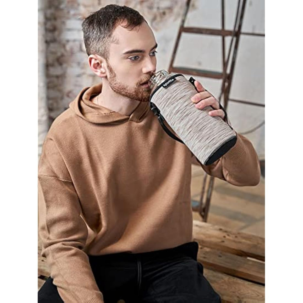 spottle 1.5L Borosilicate Glass Water Bottle with Neoprene Sleeve
