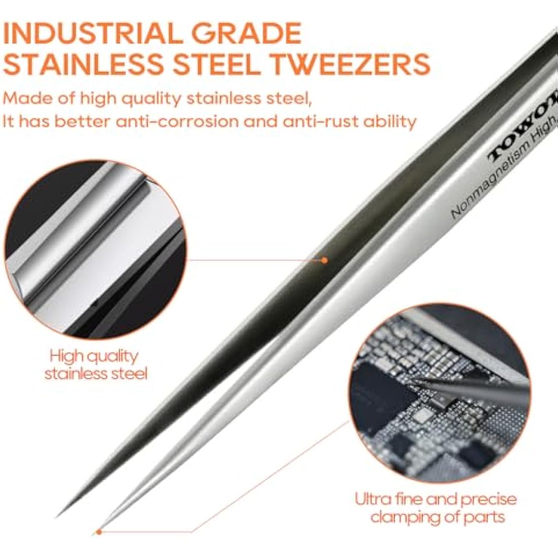 Jolof Store Precision Stainless Steel Tweezers Set for Electronics – 5 PCS