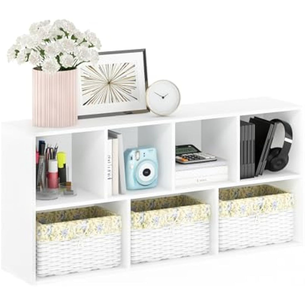 Furinno Luder 7-Cube Reversible Open Shelf - White Engineered Wood