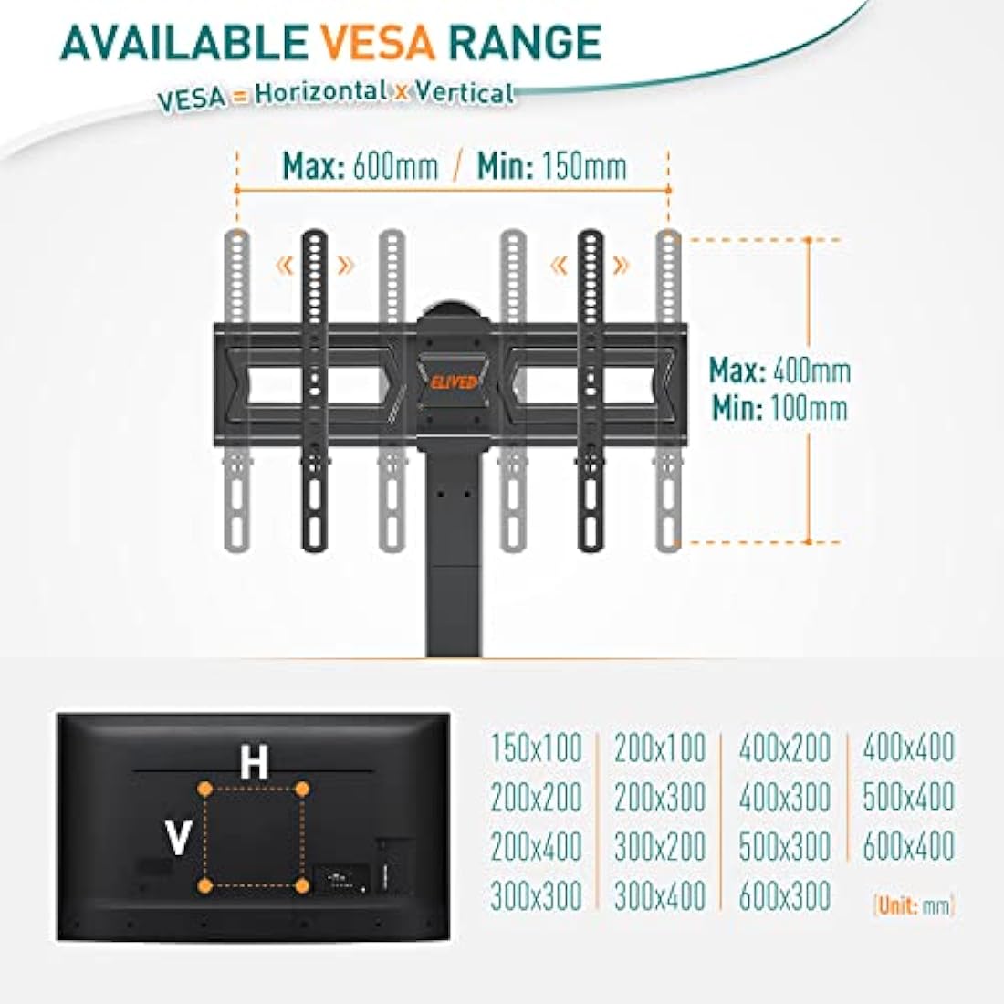 ELIVED Swivel Table Top TV Stand for 37-70 Inch TVs | Height Adjustable