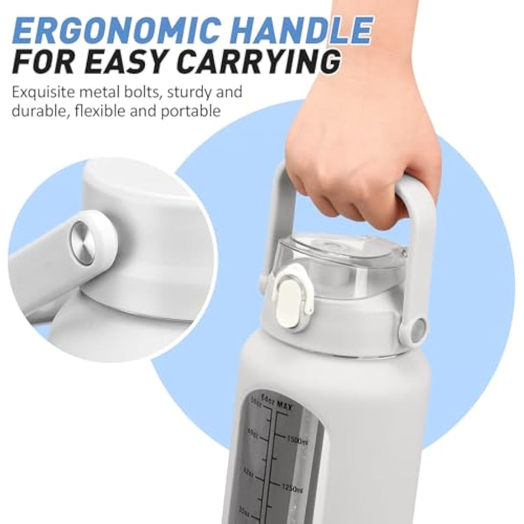 HYDRAGLAZIC 2L Glass Water Bottle | 2 Liter Jug with Silicone Sleeve