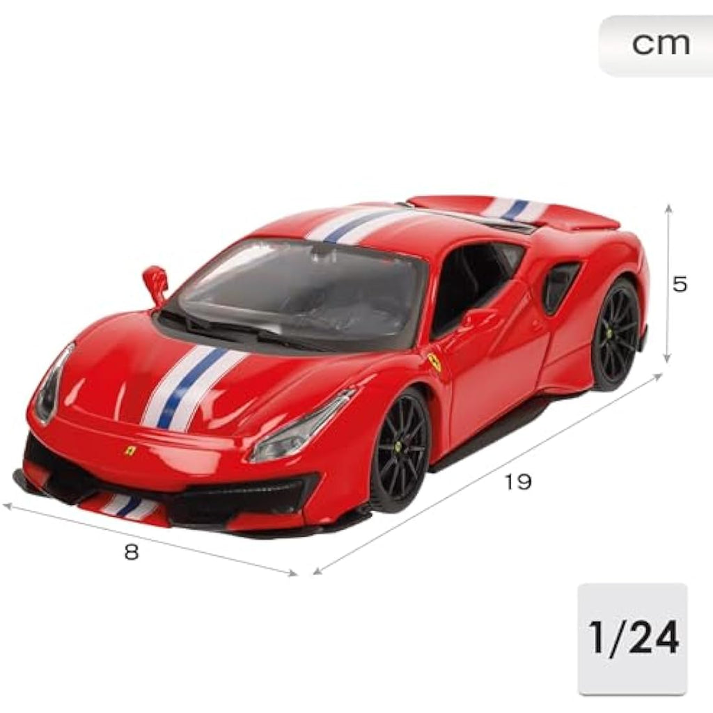 Bburago Ferrari 488 Pista Race & Play – 1:24 Scale Die-Cast Model Car