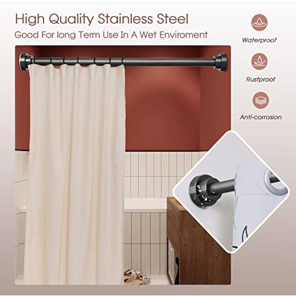 Stainless Steel Tension Shower Curtain Pole, 60-100cm Grey