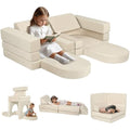MeMoreCool 10-Piece Kids Play Couch – Modular Foam Toddler Sofa, Beige