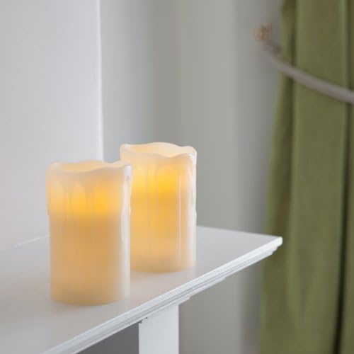 Lights4fun Flameless LED Pillar Candles – Set of 2 Dripping Wax with Timer