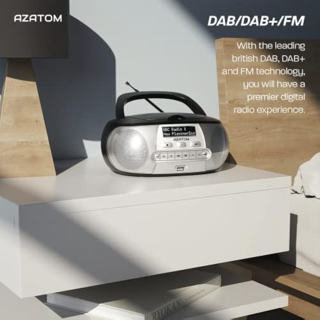 Azatom Zenith Z2 Portable CD Player | DAB/DAB+ Radio, Bluetooth & USB