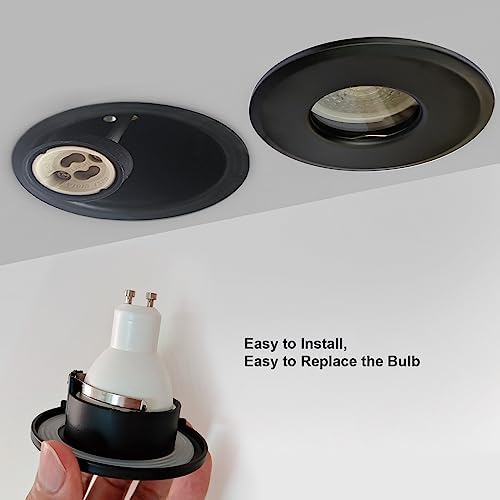 Sweier 4-Pack Fire Rated IP65 Waterproof GU10 Downlight – Black Aluminium
