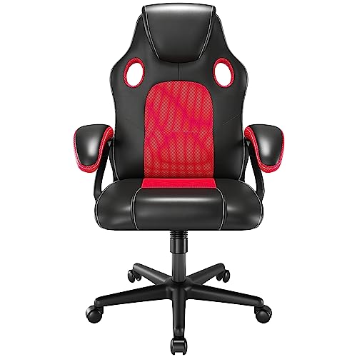 Play haha Ergonomic Racing Gaming Chair – PU Leather Swivel Desk Seat, Red