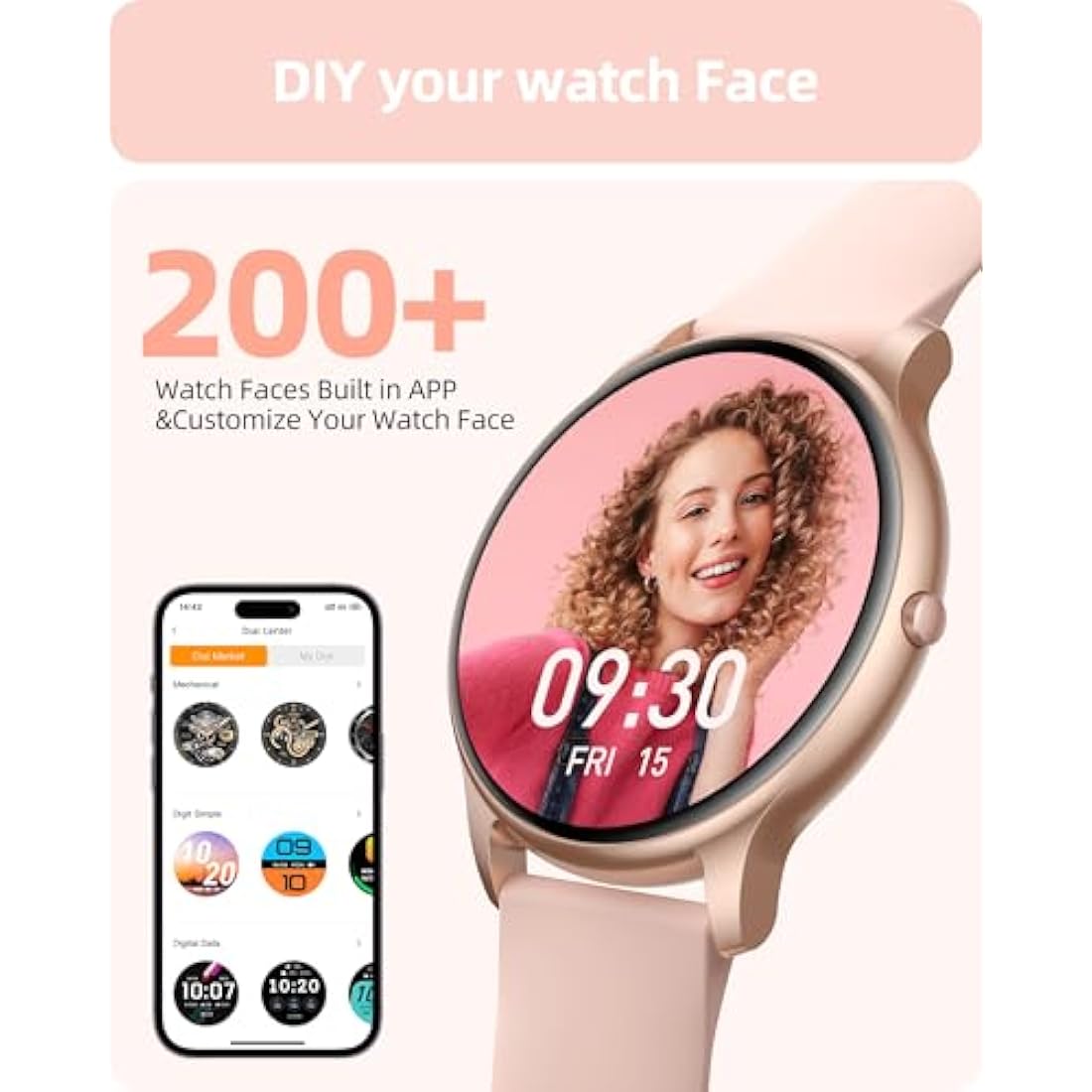 Parsonver Smart Watch for Women | Bluetooth Call & Fitness Tracker, Rose Gold