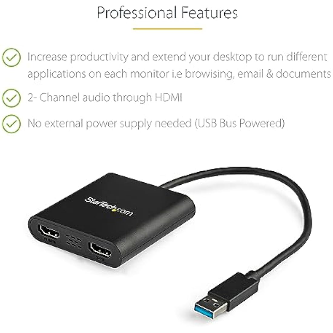 StarTech.com USB 3.0 to Dual HDMI Adapter – 4K & 1080p – Windows Only