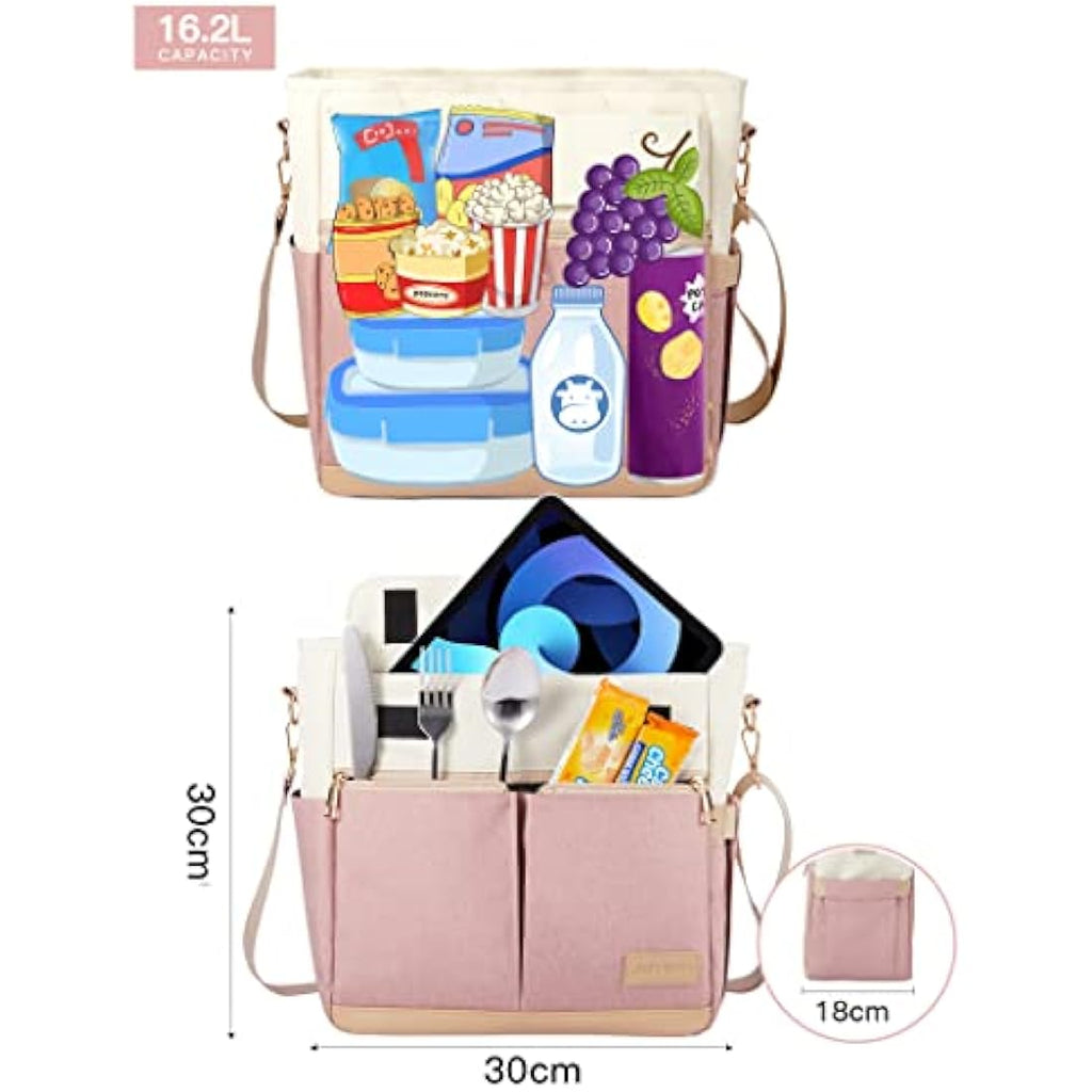 JOYHILL Insulated Lunch Bag - Leakproof Reusable Cooler Tote for Women, Pink