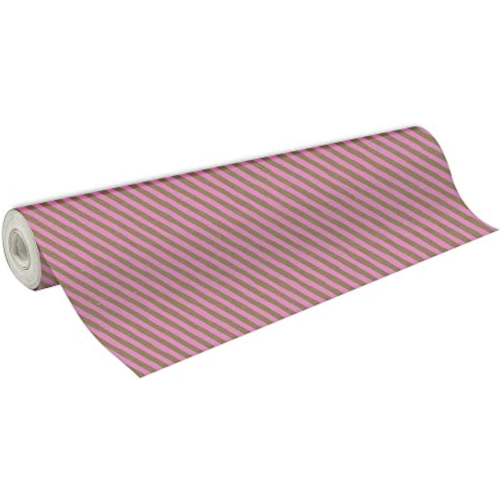 Clairefontaine Recycled Kraft Wrapping Paper – Pink Stripes, 70cm x 50m