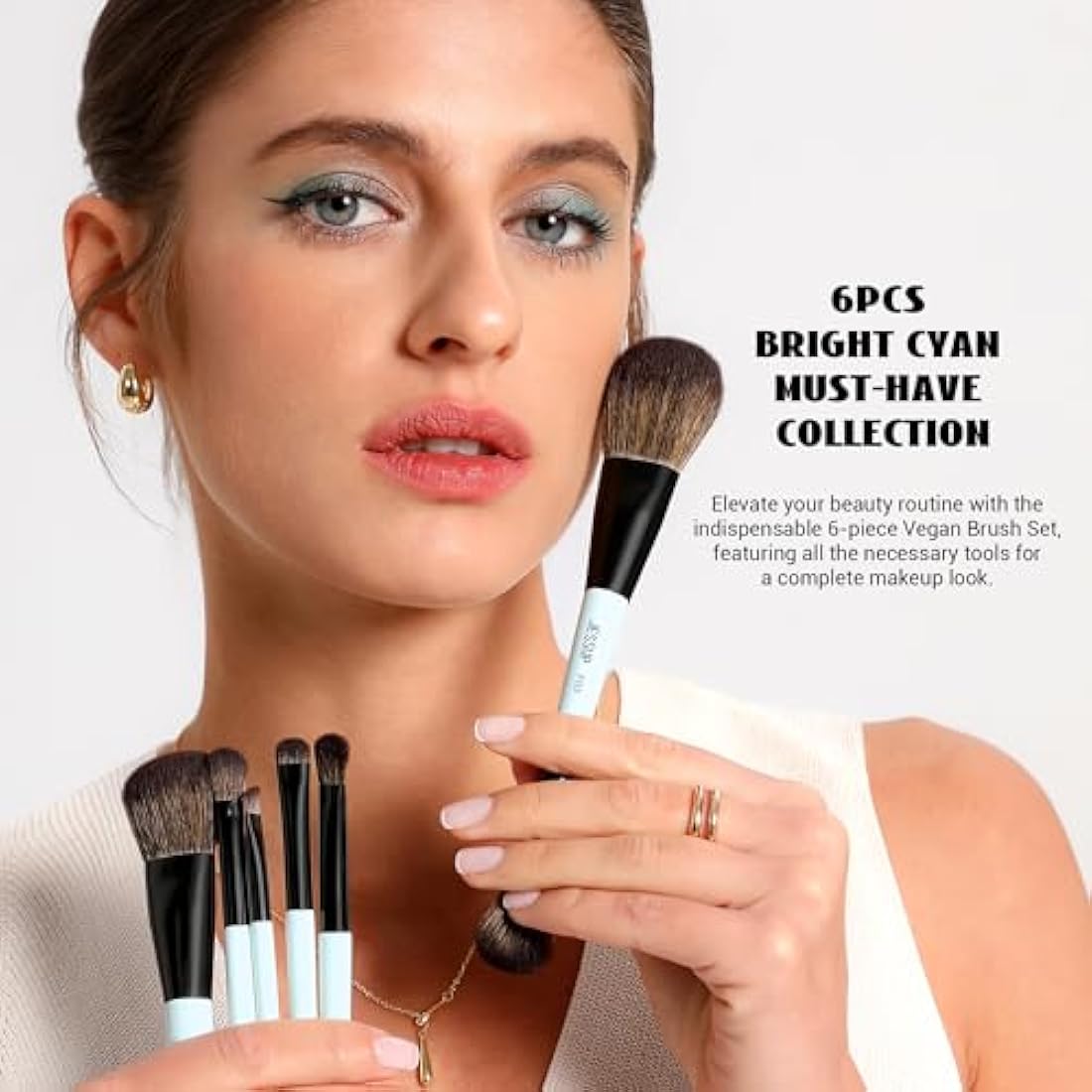Jessup 6pcs Double Sided Makeup Brush Set | Vegan Foundation & Eye Brushes