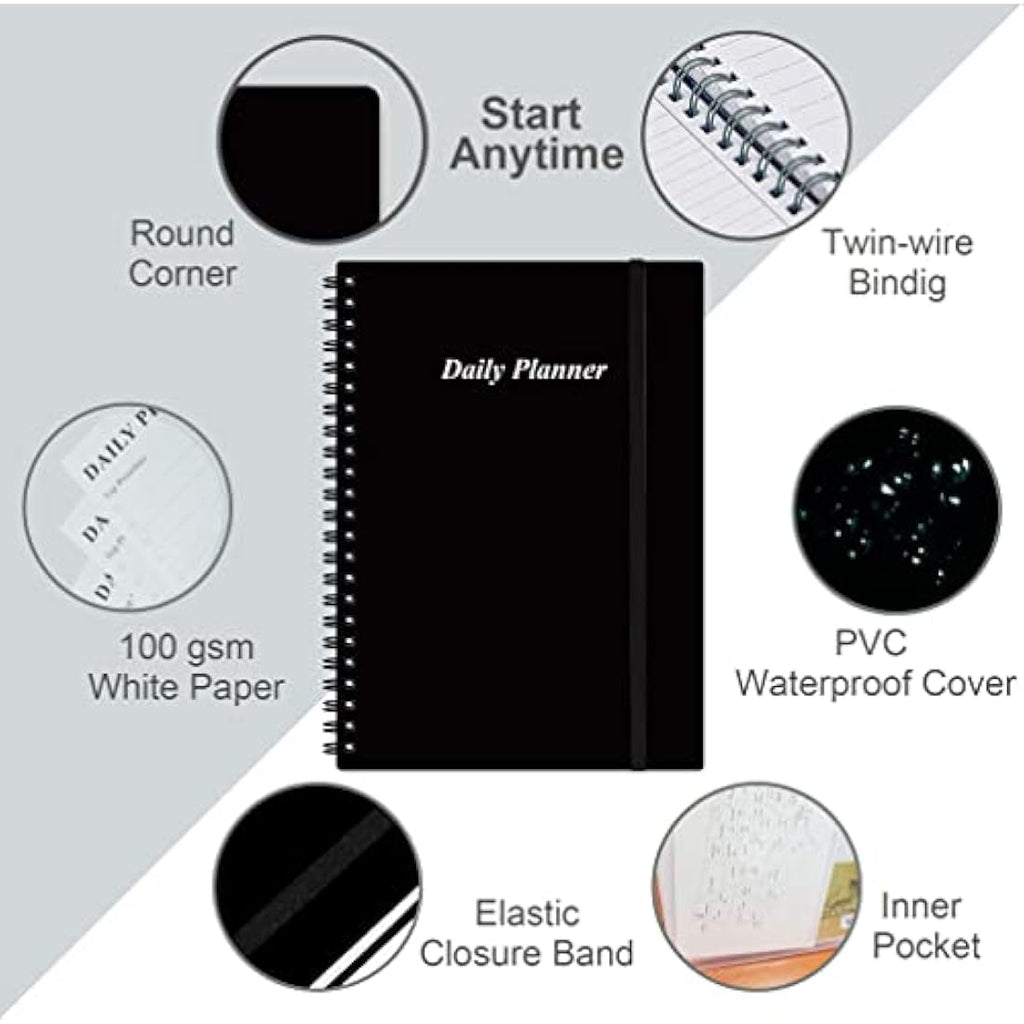 Jolof Store Undated Daily Planner – A5 Hourly Schedule & To Do List Notebook