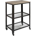IBUYKE Industrial 3-Tier Kitchen Serving Cart - Rolling Utility Trolley