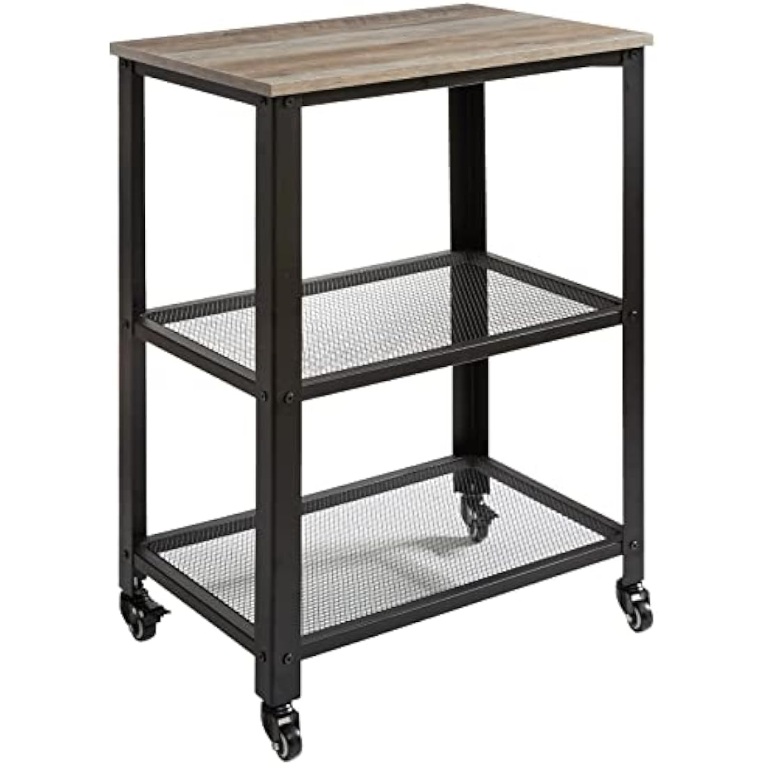 IBUYKE Industrial 3-Tier Kitchen Serving Cart - Rolling Utility Trolley