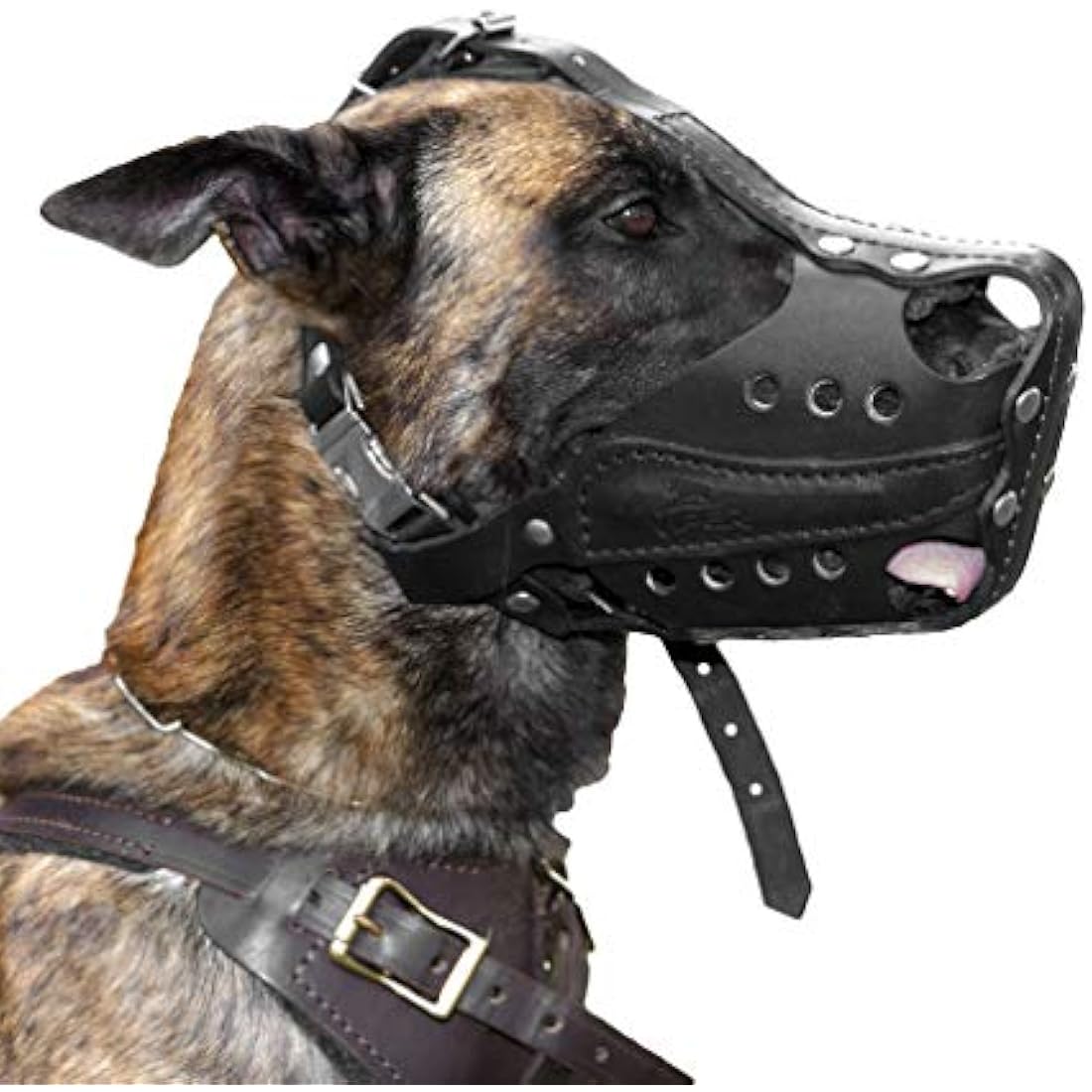 Viper Bravo Leather Agitation Dog Muzzle | Full Grain Black Leather