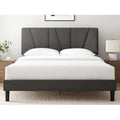 ZINUS Maya King Platform Bed Frame – Upholstered Headboard – Dark Grey