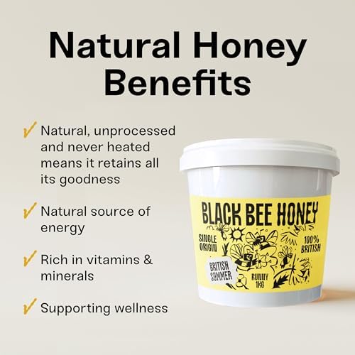 Black Bee Honey – Pure British Summer Floral Honey, Unprocessed, 1kg