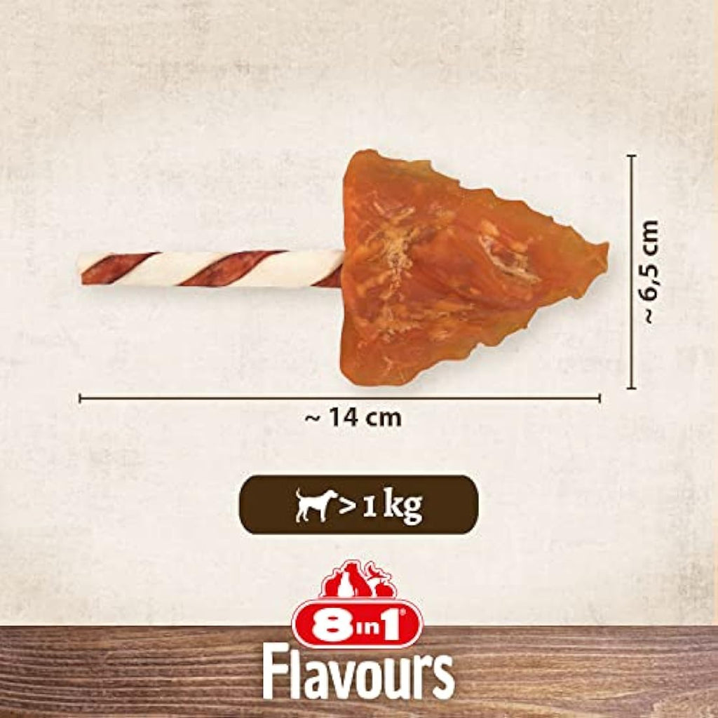 8in1 Triple Flavour Wings Dog Chew Sticks – Meaty Chicken & Beef, 113g