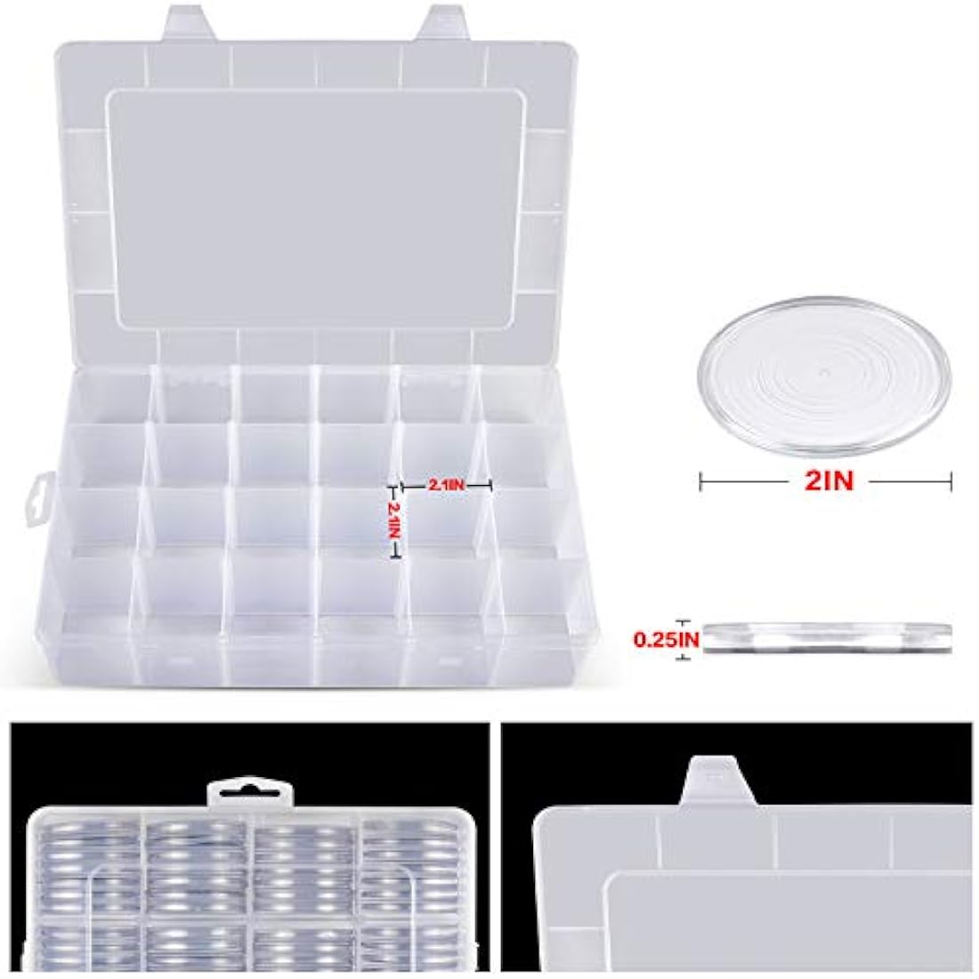 Jolof Store 168 Piece Coin Capsules with Foam Gaskets and Storage Box