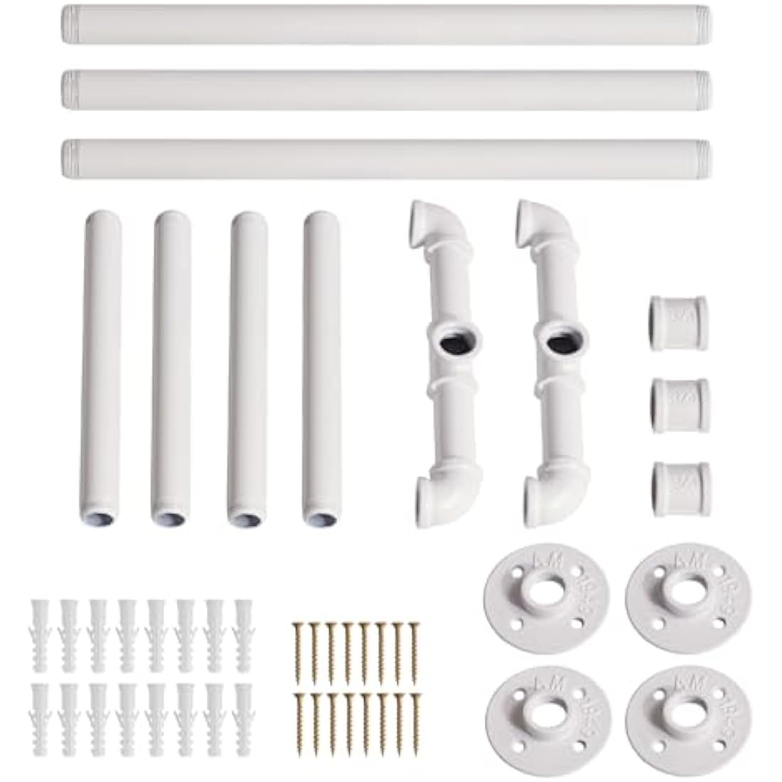 IBUYKE 50" Industrial Wall Mounted Clothing Rack – Heavy Duty White