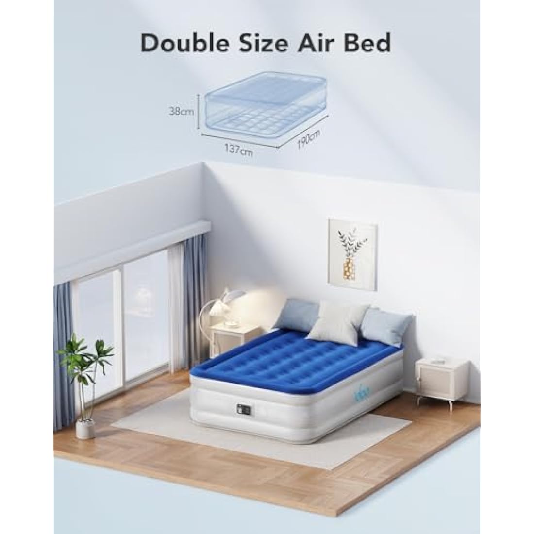 iDOO Inflatable Air Mattress with Built-in Pump | Double Camping Bed