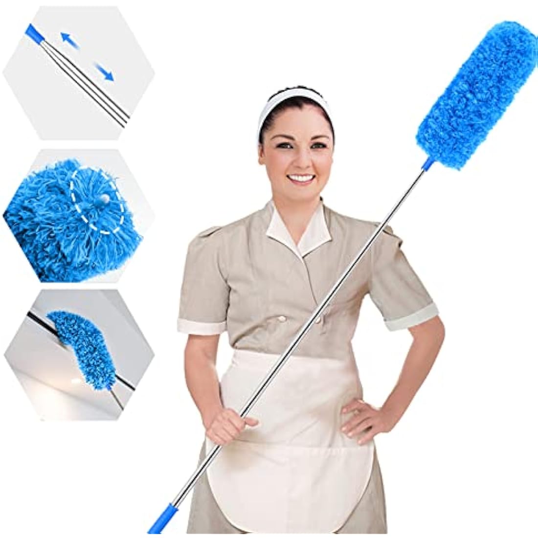 ENJSD Microfiber Feather Duster – 100 Inch Extendable Telescopic Pole