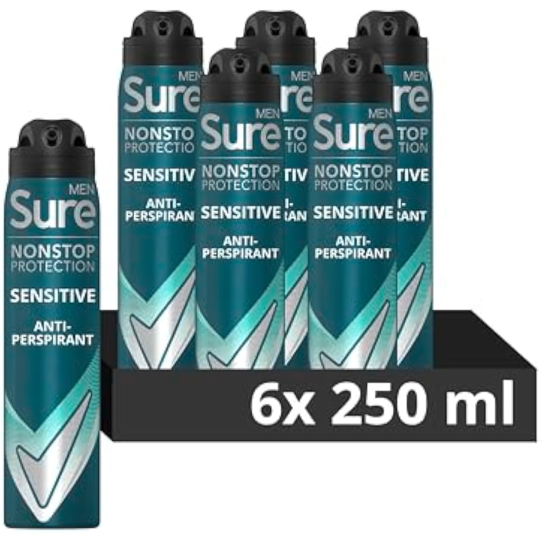 Sure Men Sensitive Anti-Perspirant Deodorant Spray - 6 x 250ml