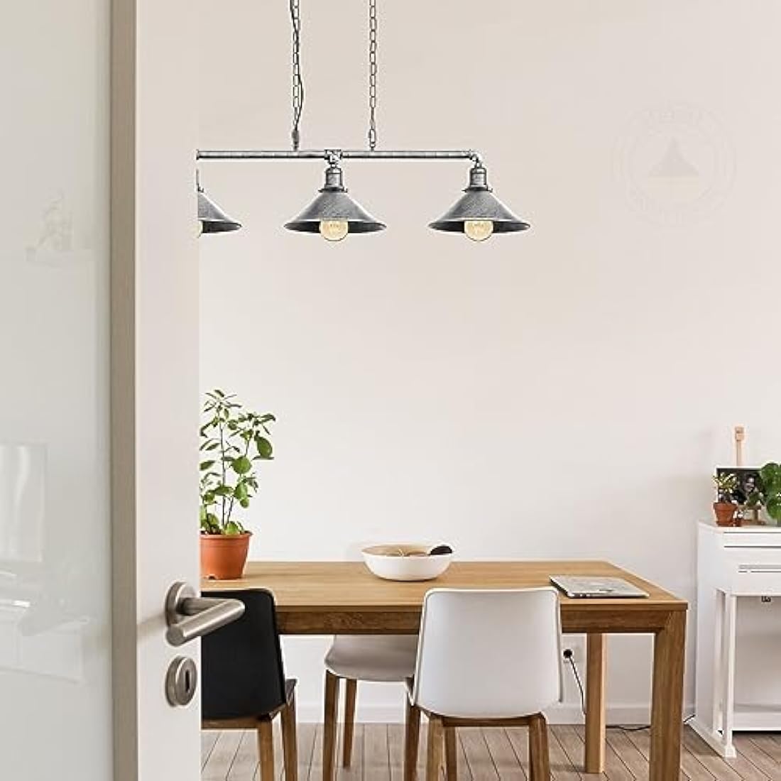 Industrial 3-Light Pendant - Brushed Silver Metal Cone Fixture