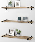 Gronda Rustic Floating Shelves – 60CM Paulownia Wood Wall Shelf, Set of 3