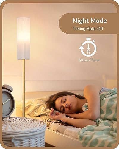 EDISHINE LED Floor Lamp | Dimmable Standing Lamp with Remote Control, Gold